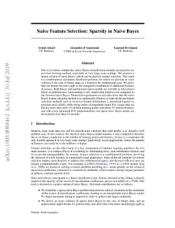 Naive Feature Selection: a Nearly Tight Convex Relaxation for Sparse Naive Bayes