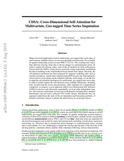 CDSA: Cross-Dimensional Self-Attention for Multivariate, Geo-tagged Time
  Series Imputation