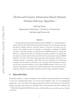 Divide-and-Conquer Information-Based Optimal Subdata Selection Algorithm
