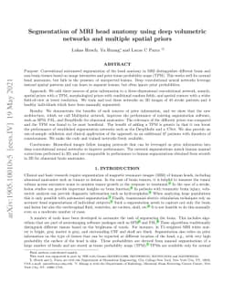 Segmentation of MRI head anatomy using deep volumetric networks and
  multiple spatial priors