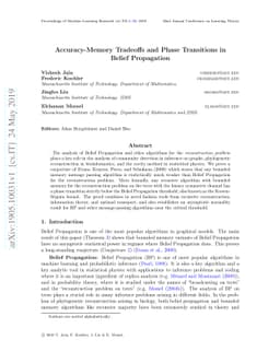 Accuracy-Memory Tradeoffs and Phase Transitions in Belief Propagation