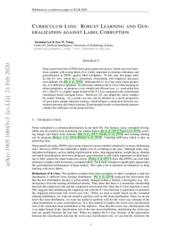 Curriculum Loss: Robust Learning and Generalization against Label
  Corruption