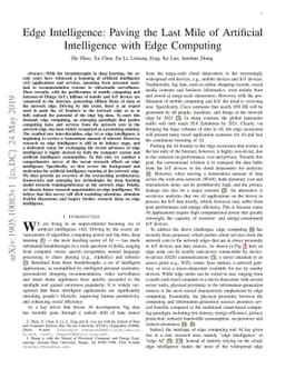 Edge Intelligence: Paving the Last Mile of Artificial Intelligence with
  Edge Computing