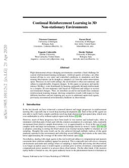 Continual Reinforcement Learning in 3D Non-stationary Environments