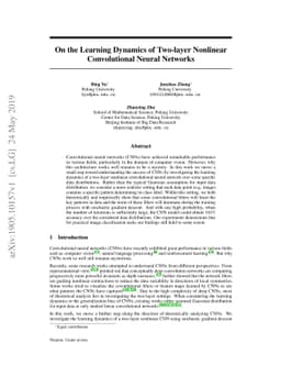 On the Learning Dynamics of Two-layer Nonlinear Convolutional Neural
  Networks