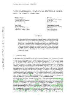 Low-dimensional statistical manifold embedding of directed graphs