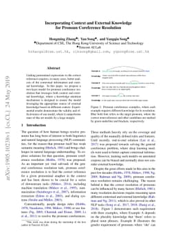 Incorporating Context and External Knowledge for Pronoun Coreference
  Resolution
