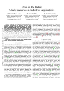 Devil in the Detail: Attack Scenarios in Industrial Applications