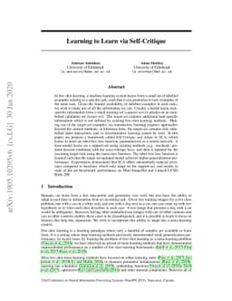 Learning to learn via Self-Critique