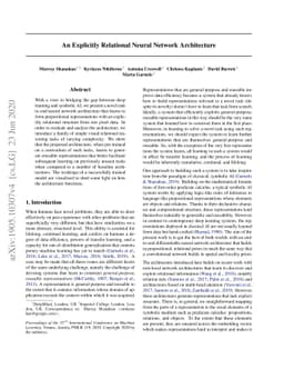 An Explicitly Relational Neural Network Architecture