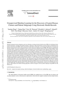 Unsupervised Machine Learning for the Discovery of Latent Disease
  Clusters and Patient Subgroups Using Electronic Health Records