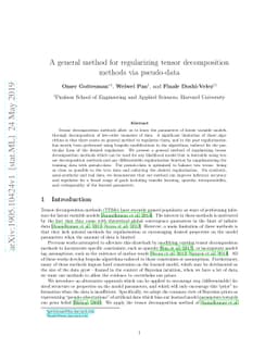 A general method for regularizing tensor decomposition methods via
  pseudo-data
