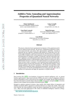 Additive Noise Annealing and Approximation Properties of Quantized
  Neural Networks