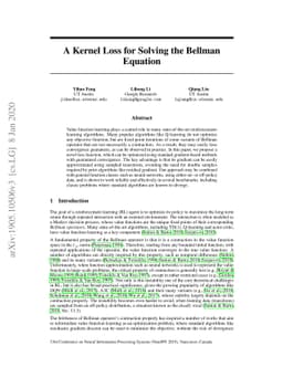 A Kernel Loss for Solving the Bellman Equation