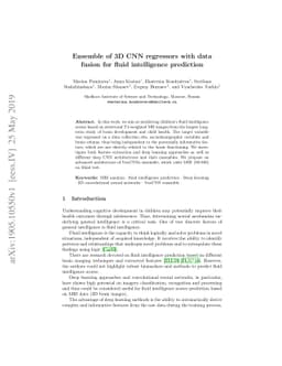 Ensemble of 3D CNN regressors with data fusion for fluid intelligence
  prediction