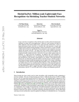 ShrinkTeaNet: Million-scale Lightweight Face Recognition via Shrinking
  Teacher-Student Networks