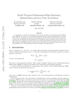 Kernel Truncated Randomized Ridge Regression: Optimal Rates and Low
  Noise Acceleration
