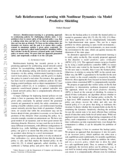 Safe Reinforcement Learning with Nonlinear Dynamics via Model Predictive
  Shielding