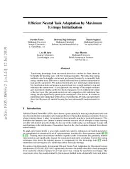 Efficient Neural Task Adaptation by Maximum Entropy Initialization
