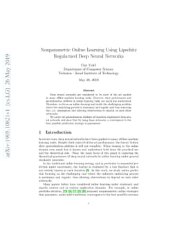 Nonparametric Online Learning Using Lipschitz Regularized Deep Neural
  Networks