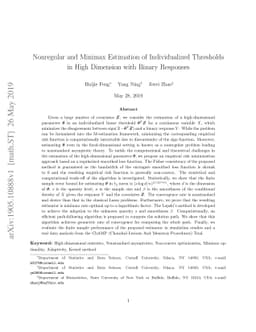 Nonregular and Minimax Estimation of Individualized Thresholds in High
  Dimension with Binary Responses