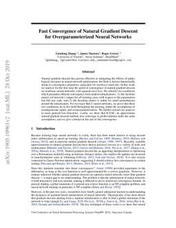 Fast Convergence of Natural Gradient Descent for Overparameterized
  Neural Networks