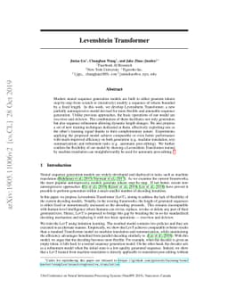 Levenshtein Transformer