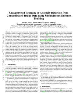 Unsupervised Learning of Anomaly Detection from Contaminated Image Data
  using Simultaneous Encoder Training