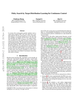 Policy Search by Target Distribution Learning for Continuous Control