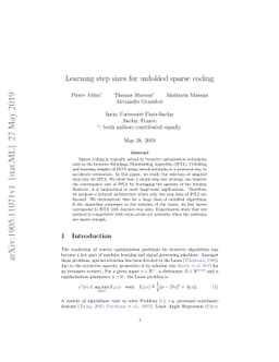 Learning step sizes for unfolded sparse coding