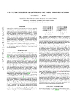CIF: Continuous Integrate-and-Fire for End-to-End Speech Recognition