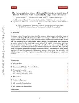 On the descriptive power of Neural-Networks as constrained Tensor
  Networks with exponentially large bond dimension