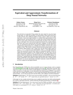 Equivalent and Approximate Transformations of Deep Neural Networks