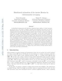 Distributed estimation of the inverse Hessian by determinantal averaging