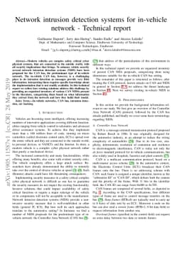 Network intrusion detection systems for in-vehicle network - Technical
  report