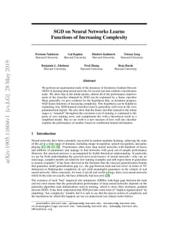 SGD on Neural Networks Learns Functions of Increasing Complexity