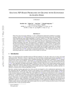 Solving NP-Hard Problems on Graphs with Extended AlphaGo Zero