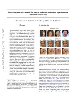 Invertible generative models for inverse problems: mitigating
  representation error and dataset bias