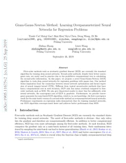 Gram-Gauss-Newton Method: Learning Overparameterized Neural Networks for
  Regression Problems