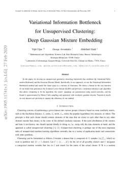 Variational Information Bottleneck for Unsupervised Clustering: Deep
  Gaussian Mixture Embedding
