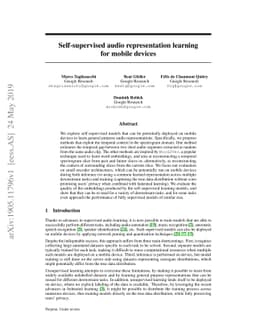 Self-supervised audio representation learning for mobile devices