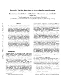 Interactive Teaching Algorithms for Inverse Reinforcement Learning