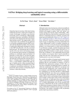 SATNet: Bridging deep learning and logical reasoning using a
  differentiable satisfiability solver