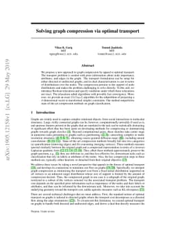 Solving graph compression via optimal transport