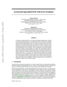 Accelerated Sparsified SGD with Error Feedback