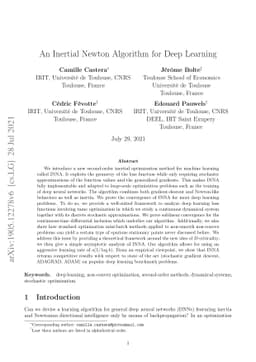 An Inertial Newton Algorithm for Deep Learning