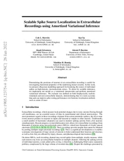 Scalable Spike Source Localization in Extracellular Recordings using
  Amortized Variational Inference
