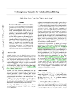Switching Linear Dynamics for Variational Bayes Filtering