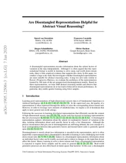 Are Disentangled Representations Helpful for Abstract Visual Reasoning?