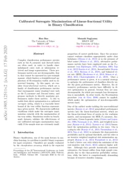 Calibrated Surrogate Maximization of Linear-fractional Utility in Binary
  Classification